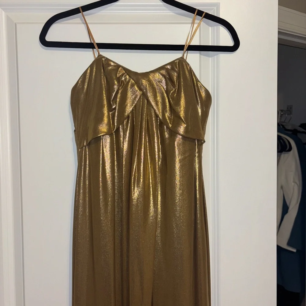Ralph Lauren Metallic Gold Evening Gown - Picture 2 of 8